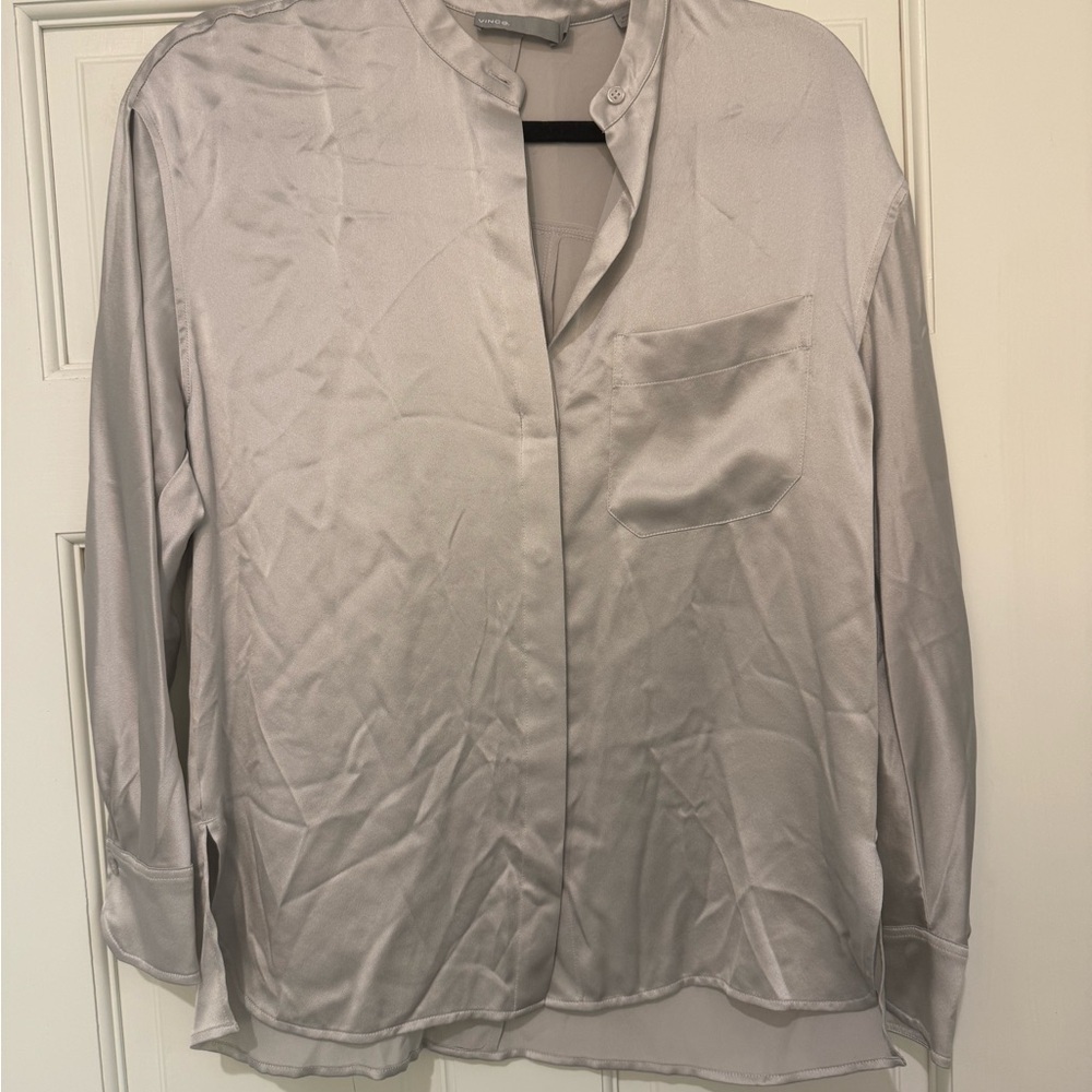 Vince Women's Silver Satin Blouse